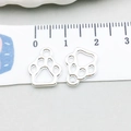 Silver alloy animal paw print charms for DIY bracelets with scale ruler 1.2x1.3cm - Bright Silver Cat Paw (20647)