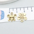 Pendentif papillon doré avec gravure et mesure de taille pour la création bijoux - Papillon Or Antique (20179) / Or antique