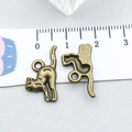 Antike Bronzelegierung Katzenanhänger für DIY-Schmuck, 25 mm hoch mit Maßband-Skala - Antik-Bronze Katze 19*16mm (20614)