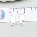 Silver cat alloy charm for DIY jewelry making, 20mm height, with smooth metallic finish - Bright Silver Cat (20650)