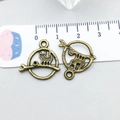 Retro Bronze-Katzenanhänger im runden Rahmen für DIY Schmuckherstellung Set - Antik-Bronze Katze auf Ast Ring 19*19mm (20616)
