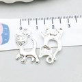 Silver alloy cat charm pendant showing 1.5cm width measurement for DIY jewelry - Bright Silver Cat (20651)