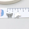 Pendentif papillon en argent antique pour bijoux DIY avec texture grillagée et anneau - Papillon Argent Antique (17316) / Argent antique