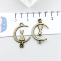 Antik-Bronze Katzen- und Fischmond-Anhänger aus Legierung für DIY-Schmuck - Antik-Bronze Mondkatze 21*13mm (20617)