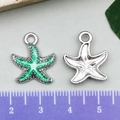 Ciondoli a forma di stella marina in smalto per gioielli fai da te con righello - 15x18mm / Stella Marina Smalto Verde