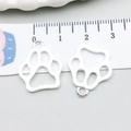 Silver alloy animal paw print charms for DIY jewelry with size measurement ruler - Bright Silver Cat Paw (20654)