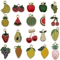 Assorted colorful enamel fruit and vegetable pendants for DIY jewelry crafting and design - Mixed 20 Pieces Fruit Series (SN1125)