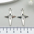 Silver alloy four-pointed star charms with hollow design for DIY jewelry making - Hollow Four-Pointed Star (16048)