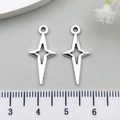 Ancient silver hollow star charm with ring attachment for DIY jewelry crafts - Compass Star Style (16970)