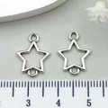 Silver hollow star connectors with dual loops for DIY jewelry making and bracelets - Star Double Ring Connector (18730)