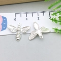 Pendentif abeille en argent avec ailes détaillées et texture nid d'abeille pour bijoux - Abeille Argent Brillant (20198) / Argent Brillant