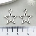 Pair of antique silver star-shaped alloy charms for DIY jewelry making and crafts - Hollow Pentagram Style (18733)