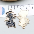 Golden plague doctor bird charm with black enamel for DIY necklaces and crafts - Black Enamel Raven Doctor (16649)