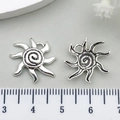 Silver alloy sun charm pendant with spiral pattern and flame rays for DIY jewelry - Spiral Sun Style (21503)