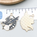 Enamel black crow charms for DIY jewelry with ruler showing 3cm width scale - Black Enamel Moon Giant Bird (19347)