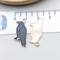 Black enamel penguin alloy charm for DIY jewelry with golden textured back and 2.5cm size - Black Enamel Raven (19534)
