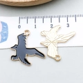 Enamel black bird crow pendant charms for DIY jewelry with ruler measuring dimensions - Black Enamel Raven (19543)