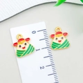Groene emaille Zongzi bedeltje met lachend gezicht en goudkleurige legering voor DIY sieraden - Kleine Dubbelzijdige Groene Emaille Zongzi (22228)