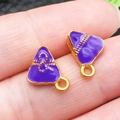 Purple enamel zongzi triangle charm with gold bow details for DIY jewelry making - Purple Enamel Rice Dumpling (22605)
