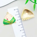 Groene zongzi-hanger van emaillelegering voor DIY-sieraden met gele strikdetail - Groene Emaille Vlinderdas Zongzi (22886)