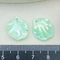 Iridescent light green acrylic leaf charms for DIY jewelry with ruler measurement - Green (22000)