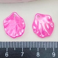 Two rose pink translucent acrylic cabbage leaf pendants for DIY jewelry making - Rose Red (22006)