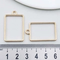 KC gold alloy rectangular geometric hollow pendant for DIY jewelry making 21x30mm - Rectangular Frame