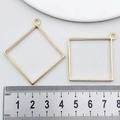 Light gold square alloy geometric moon frame pendant for DIY jewelry making - Square Frame