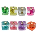 Handmade glowing resin cube flower pendants in eight vivid colors for DIY jewelry making - Mixed 8 Colors Resin Luminous Square Flower Series