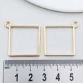 20mm square geometric hollow pendant in KC gold finish with round hanging ring - Square Frame