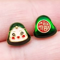 Schattige Zongzi emaille hangers set met rood Fu karakter voor DIY sieraden - Groene Emaille Zongzi (22628)