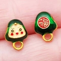DIY-bedel in Chinese stijl van groen emaille met Fu-karakter en goudkleurige legering - Groene Emaille Zongzi (22633)