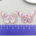 Rosa schillernde Acryl Schmetterling Anhänger mit Rillenstruktur und 3,5cm Maßen - Hellrosa (22121)