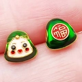 Geëmailleerde geluksknoop en groene bedeltjes voor DIY armband en ketting sieraden - Groene Emaille Zongzi (22642)