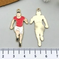 Golden zinc alloy runner charms with red and white enamel for DIY sports jewelry - Red Enamel Athlete