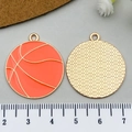 DIY enamel sports basketball charm with orange finish and golden back for jewelry - Enamel Basketball Style (21719) / Orange