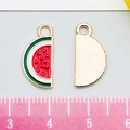 Pendentif pastèque en émail rouge et vert pour la création de bijoux DIY - Pastèque en Émail Rouge (10853)