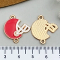 Red enamel American football helmet alloy charms for DIY jewelry making 20mm connectors - Enamel Rugby Style (21722) / Red