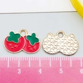 Pendentif fraise en émail rouge pour la création de bijoux bracelets et colliers - Kaki en Émail Rouge (21449)