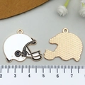 Rugby helmet enamel sports charm in gold finish for DIY jewelry and necklaces - Enamel Rugby Helmet Style (21724) / White