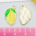 Pendentif en forme de maïs en émail et alliage pour bijoux DIY, vue recto et verso - Maïs en Émail Jaune (22179)