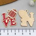 Red love American football alloy enamel pendant for DIY necklaces and bracelets - Enamel Rugby Style (21730) / Red