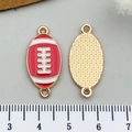 Enamel American football pendant connector charm for DIY jewelry making - Enamel Rugby Style (21731) / Red