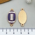 Golden American football alloy enamel connector pendant with purple and white details - Enamel Rugby Style (21733) / Purple