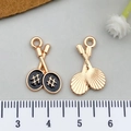 Tennis racket sports pendants in gold alloy with black enamel for DIY jewelry making - Enamel Badminton Racket Style (21734) / Black