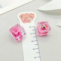 Luminous resin square pendant with pink dried flowers and golden metal loop DIY accessory - Rose Red Resin Luminous Preserved Flower Cube