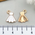 DIY gold-plated white enamel dress pendant for jewelry making with scale measurement - Enamel Badminton Style (21737) / White