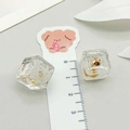 Luminous resin square pendant with white dried flowers and gold glitter accents - White Resin Luminous Preserved Flower Cube