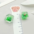Green cube resin earrings with dried flowers, square transparent botanical jewelry - Green Resin Luminous Preserved Flower Cube