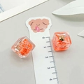 Handmade luminous resin cube pendant with orange dried flower and gold loop - Orange Resin Luminous Preserved Flower Cube